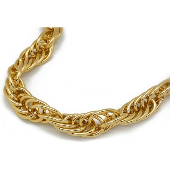 Men's Golden Heavy Rope Chain Old School Rapper Costume Bling Necklace - Picture 2 of 2